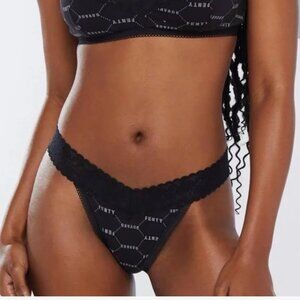 Curvy High Waist Thong Black Caviar Logo Print